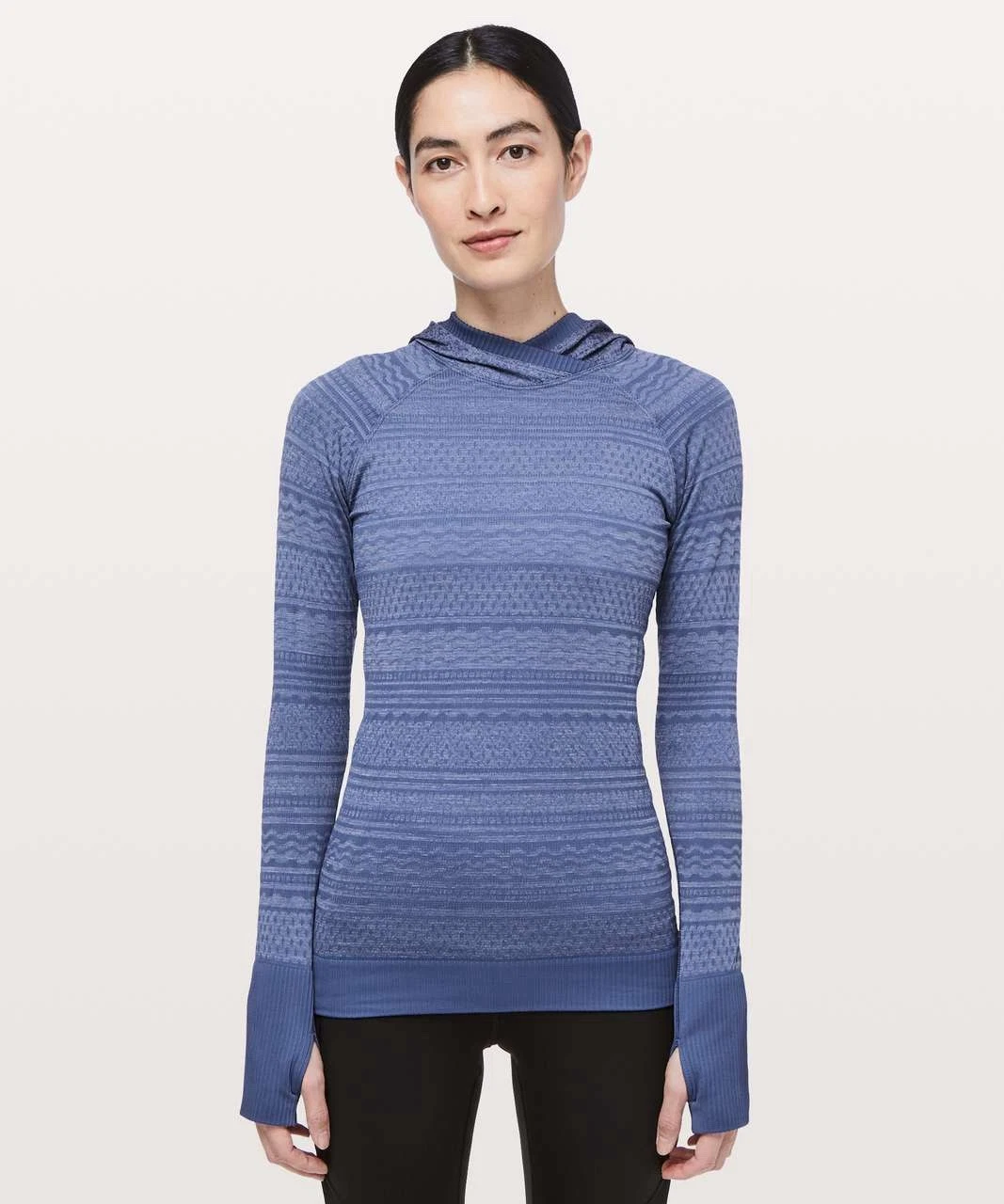 Lululemon Rest Less Hoodie Pullover Top Womens 2 Performance Textured Blue