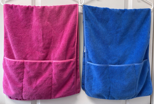 O2COOL Boca Chaise Organizer SET of 2 Pool Lounge Chair Pocket Towels Pink Blue