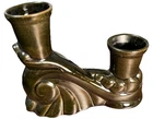 Vintage Frankoma Pottery Black #304 Double Candlestick Holder