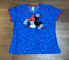 Disney Minnie Mouse Scrub Top Healthcare Uniform USA American Women s Size XL