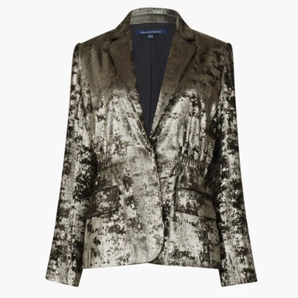 Blazer French Connection $179 Alara Cuello Muesca Metálica Dorado Para Mujer 4 Glam Foto 4 de 4