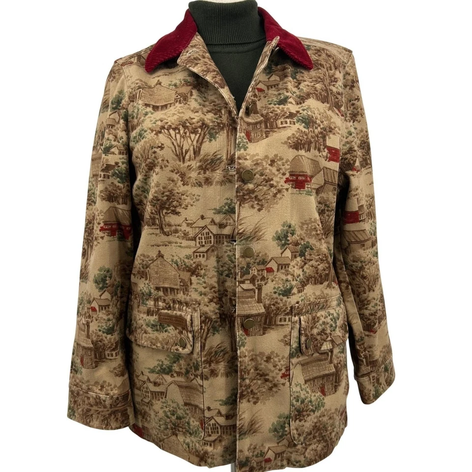 Chaqueta De Colección Lauren Ralph Lauren Country Village L Pana Cuello Tareas Abrigo Granero Foto 3 de 4