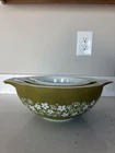 Vintage Pyrex Spring Blossom Green Crazy Daisy 4-piece Nesting Mixing Bowls