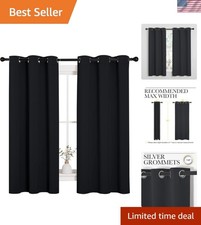 Cortinas/cortinas oscuras con ojal aislante térmico sólido negro Pitch para cama...