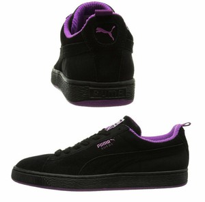 black and purple trainers