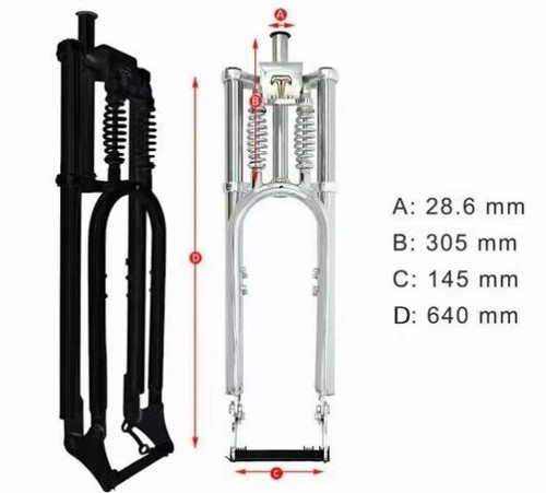 1-1/8in Bike Threadless Fork Dual Springer 26-29in 3.0 4.0 Tire Fork Disc Brake - Picture 2 of 10