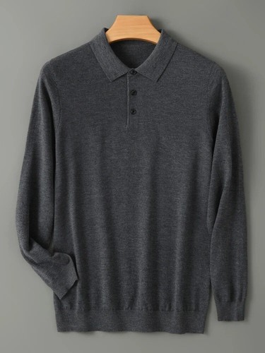 Maglione uomo lana merino collo polo pullover autunno inverno nuovo maglia cashmere - Foto 13 di 16