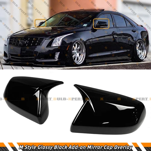 For Cadillac 13-19 ATS Sedan & 20-25 CT4 M Style Gloss Black Mirror Cover Cap