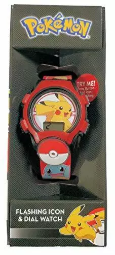 Pokemon Flashing Icon and Dial LCD Watch Red Pikachu