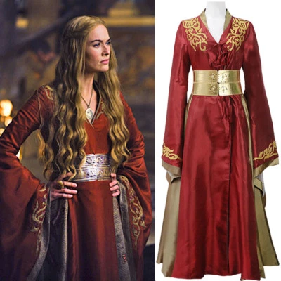 HANDMADE Game Of Thrones Queen Cersei Lannister Dress Cosplay Costume Red Women's Dress