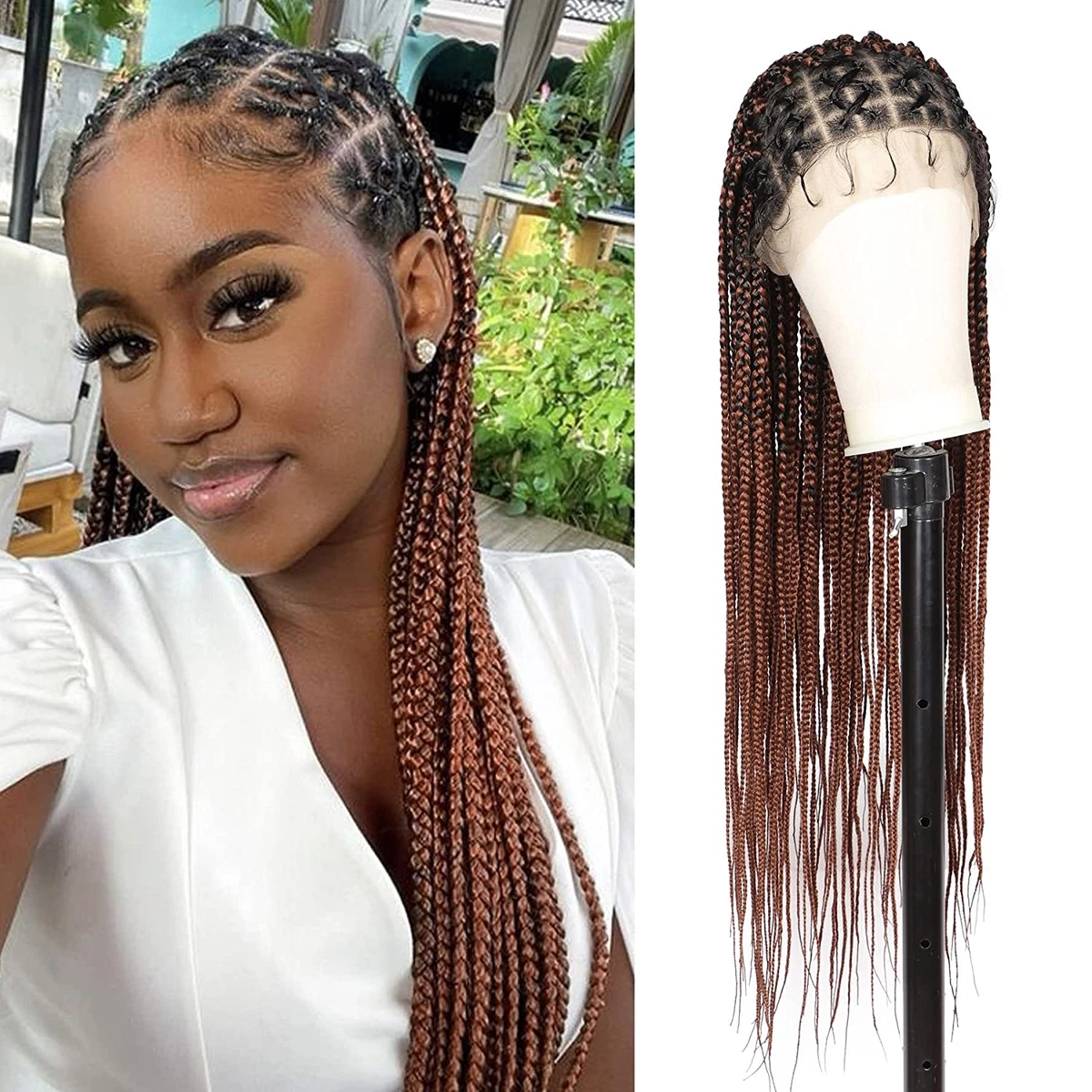 Knotless Braid Wig for Black Women Gift for Women Full Lace Front Wig Jumbo  Braids Chunky Braid Twist Box Braid Wig Lemom Green Hair -  Canada