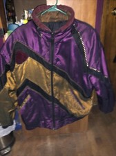 Vintage 80s Izzi Metallic Threads Landscape Ski Jacket Great Condition.