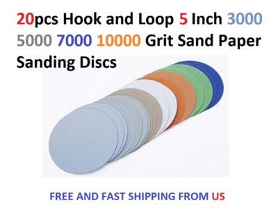 20pcs Hook and Loop 5 Inch 3000 5000 7000 10000 Grit Sand Paper Sanding Discs