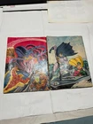 LOt 2 Fantastic Four Coloring Book  Witch Whitman 1977 Vintage BATMAN Colored B3