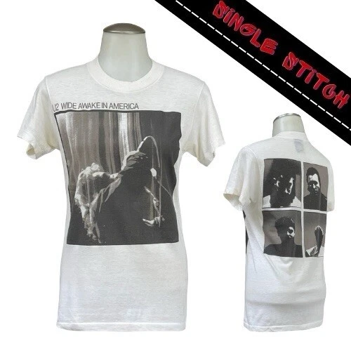 U2 Unisex M Wide Awake In America T Shirt Band 1980s vintage concert t-shirt, vintage, single stitch, B+ condition