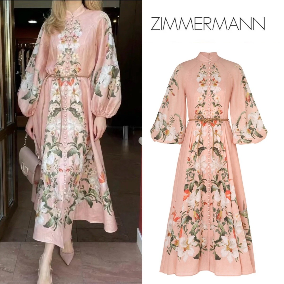 NWOT $895 Zimmermann Lexi Lily Floral Billow Long Linen Midi