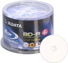 Ridata BD-R 25GB Blu-ray discs /  200pcs (4 X 50pack) / Cake box / Brand New