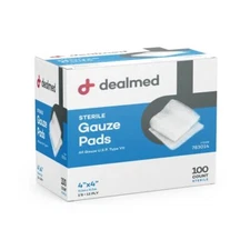 Dealmed Sterile Gauze Pads 100 Count 4" x 4" Item #783014