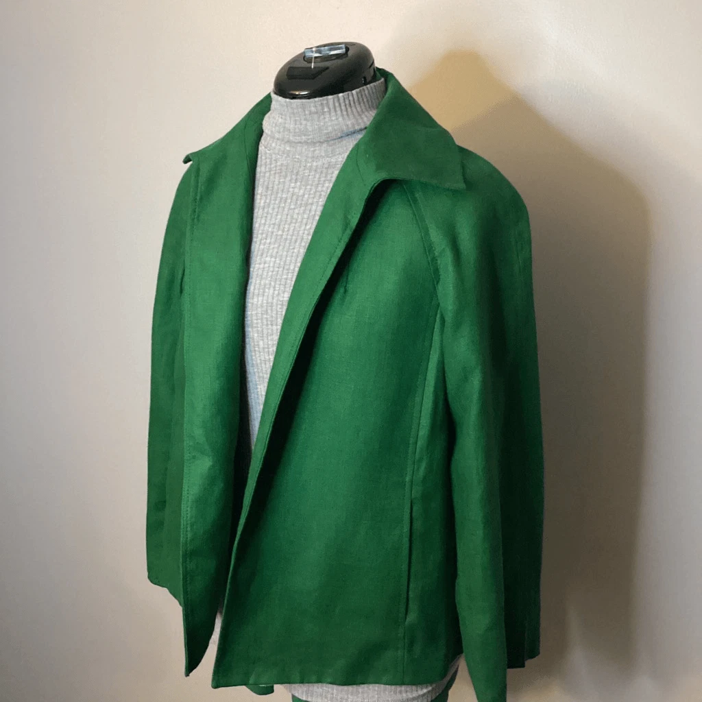 Talbots Blazer Pure Irish Linen Kelly Green Open Blazer Jacket