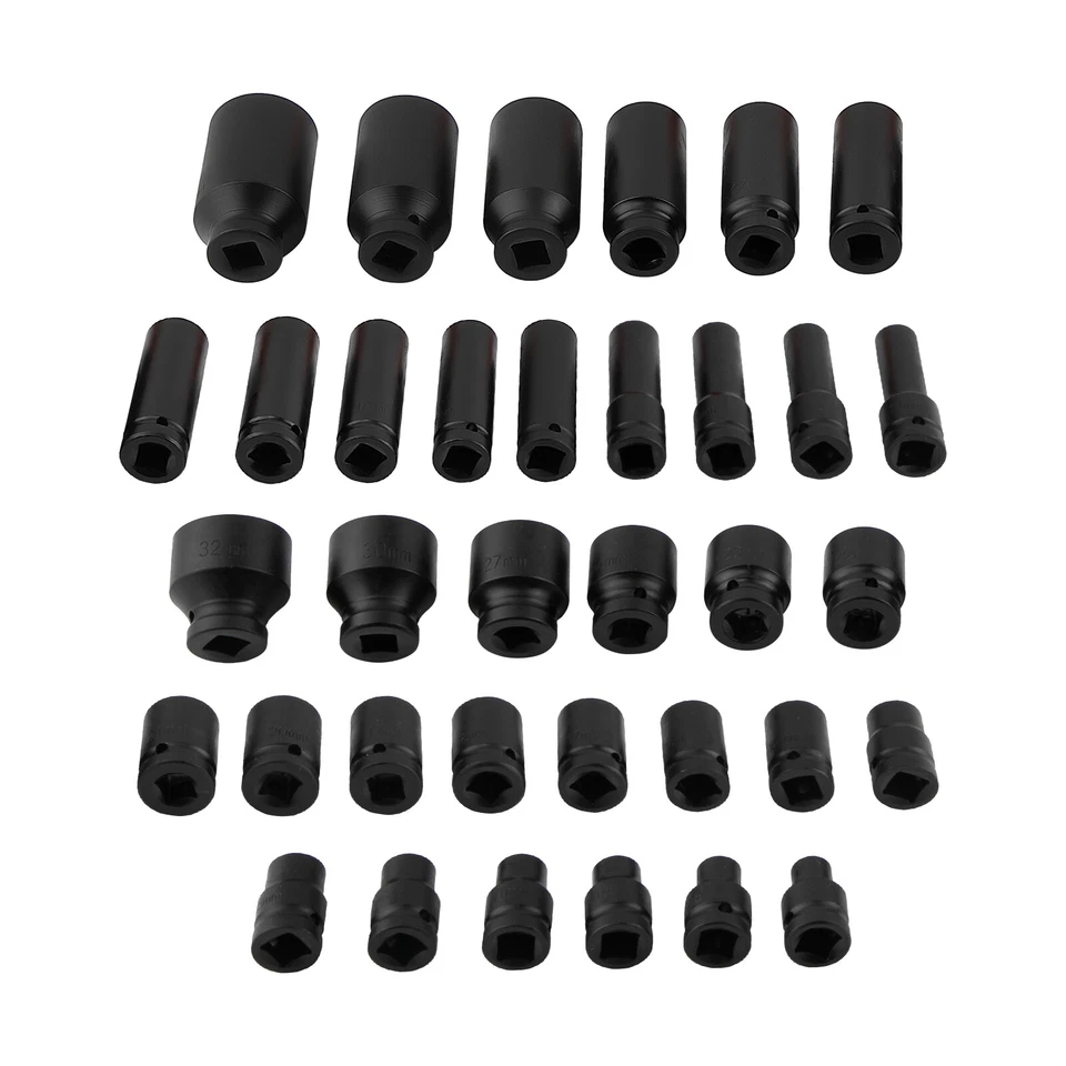 Jeu de 35 douilles à choc 1/2" de 8 à 32 mm Coffret Douille Longue à Chocs - Image 4 of 4