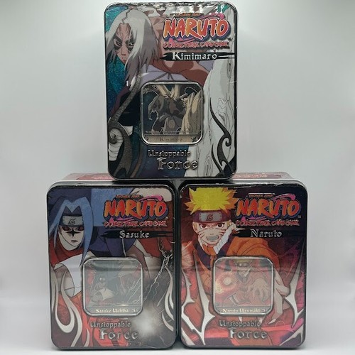 ๐ Complete Lot of Rare 2008 Naruto CCG Unstoppable Force Sealed Tins 1-3 ๐