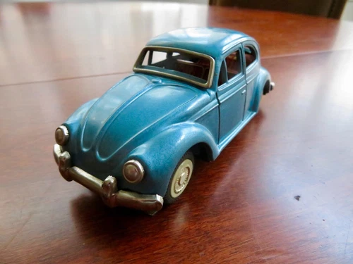 1960's SANSHIN/BANDAI VW Beetle Bug Tin Friction Litho Japan 5 1/2" VERY RARE!