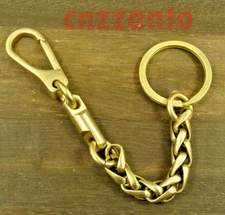Solid Brass key chain ring belt holder Snap hook clip swivel eye keychain H729