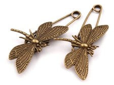 Anstecknadel Libelle Messing Silber 7 x 3 cm Brosche Schmucknadel Metall Deko 