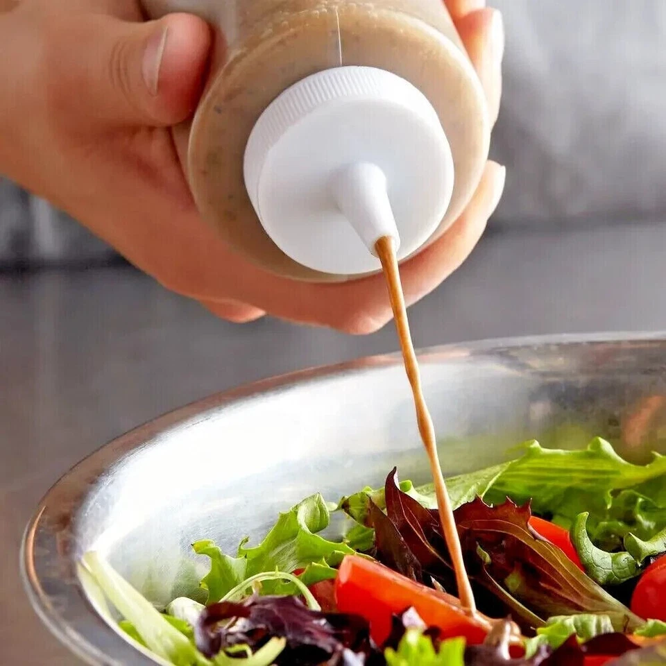 6 PK 12 oz Botella exprimidora de plástico transparente Dispensador de condimentos Ketchup Mostaza Mayo Foto 3 de 4