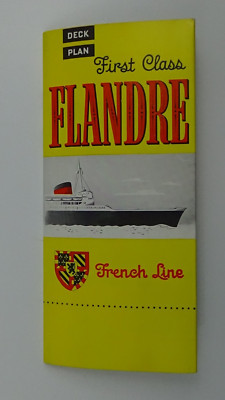 S.S. Flandre French Line First Class 14-Page Brochure Deck Plan #733-29