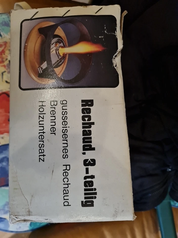 Rechaud, mit Brennpastenbrenner und Gußeisen Stövchen - Bild 2 von 3