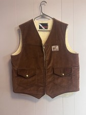 Wiman Federal Ammunition Brown Corduroy Sherpa Lined Vest Sz Large USA Made