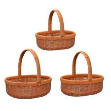 Woven Storage Basket with Long Handle for Farmhouse Decor Multifunctional