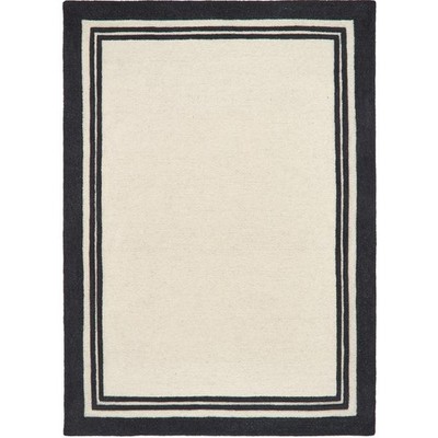 Moderner minimalistischer Wollteppich - handgetufteter cremefarbener Teppich ...