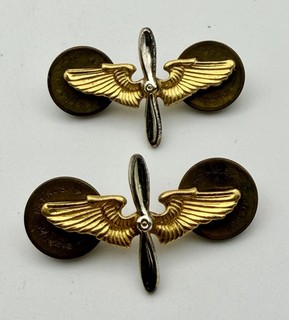 Vtg WWII Pilot Cadet Wings Lot 2 Propeller Silver/Gold Tone Collar/Hat Pin #279D