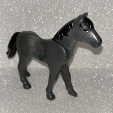 Vintage 1974 Geobra Playmobil Black Grey Horse 3" Castle Western Farm G317