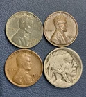 U.S Coin Collection - 1928-D + 1945-S Wheat Penny + Steel Cent + Buffalo Nickel