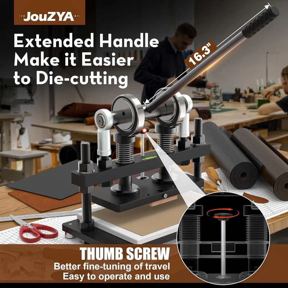 皮革切割机可调节手压模切机 10 x 6 英寸哑光黑色 — 第 4/4 张图片