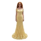 Radiant Sunshine: Yellow Lace Off Shoulder Mermaid Gown