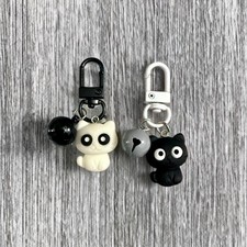 Charm Set Kitty Cats Black And White, For Bag Key Phone Decoration, Kawaii