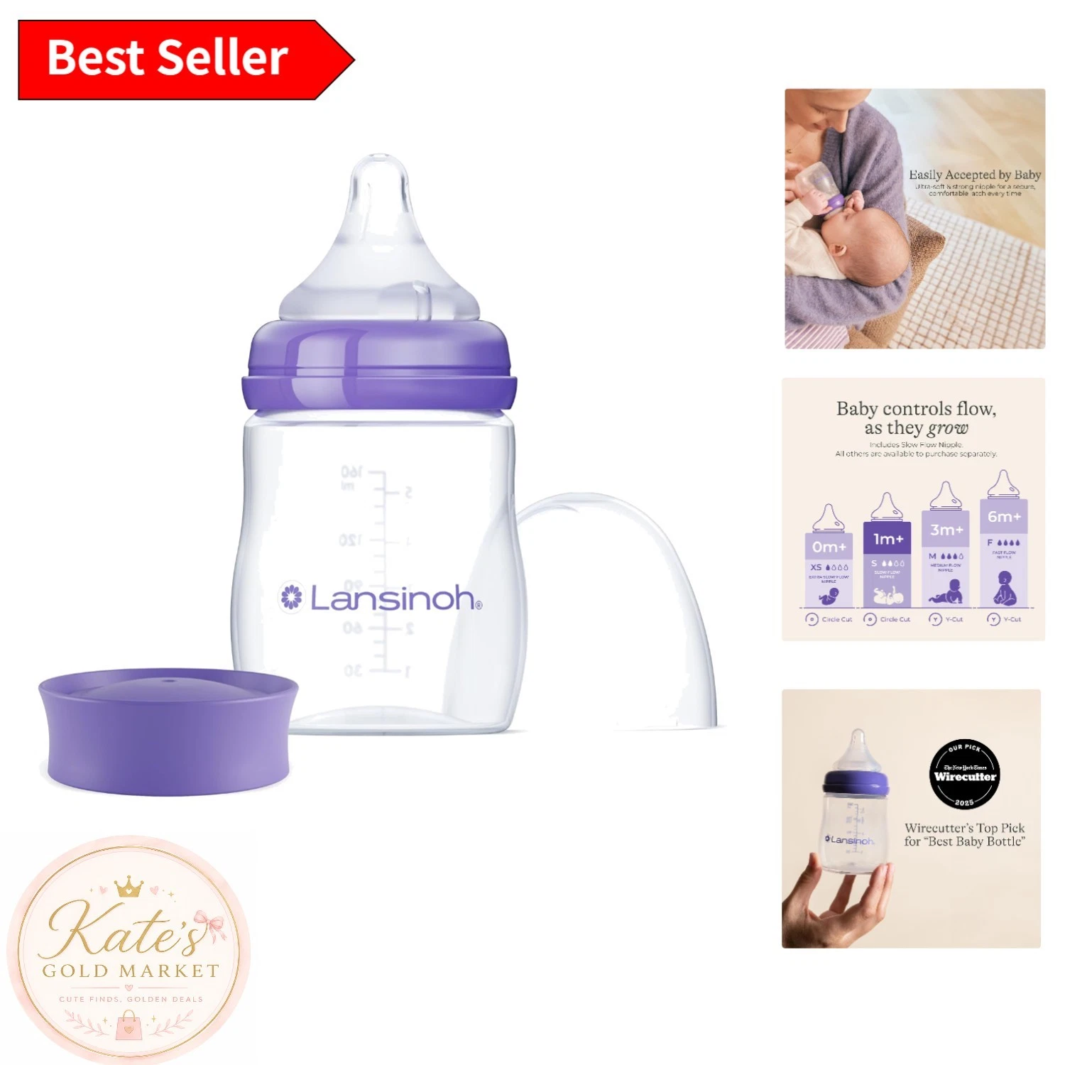 NaturalWave 5 oz Anti-Colic Baby Bottle - Comfortable Feeding Design for Infants