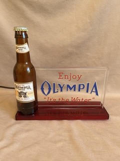Rare& Olympia Acrylic Lighted Beer Sign With Beer Bottle On The Side Rare! 8.5x9