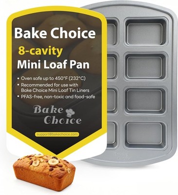 Mini Loaf Pan, 8-Cavity Non-Stick Carbon Steel Baking Pans Set for Banana
