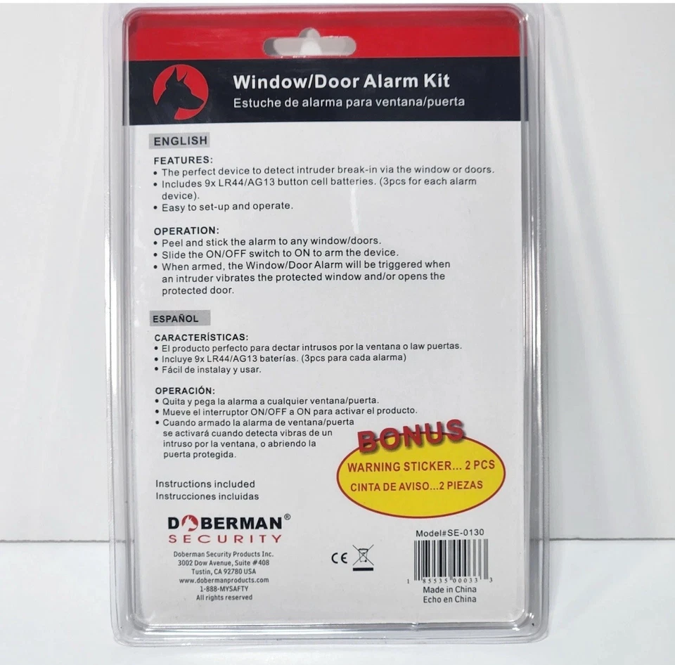 Doberman Security Window / Door Alarm Kit SE-0130 - Sealed Brand New - Image 3 of 4