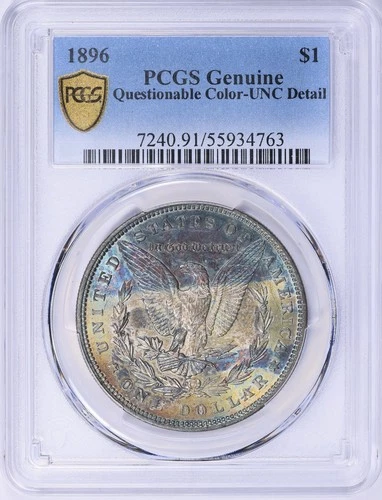 1896 Morgan Silver Dollar PCGS Questionable Color Nice UNC Details Toned