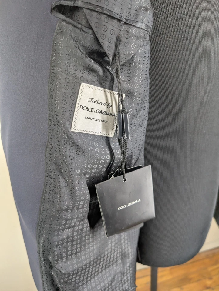Dolce & Gabbana NEW Made In Italy Blue/Black Tuxedo +Vest -No Pants-US Size 44 R - Image 2 of 4