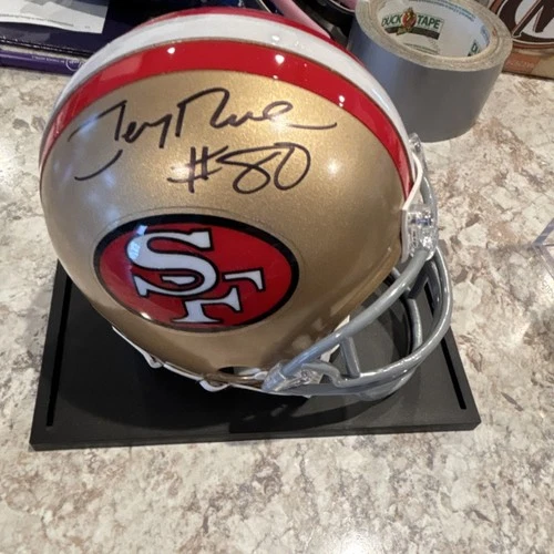 Jerry Rice Signed San Francisco 49ers Helmet with Display Case & Hologram