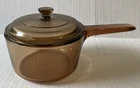 VTG Corning Amber Vision Ware V-1-B 1 Qt. Pot Saucepan with Pyrex Lid  France