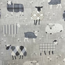 iLiv 100% Cotton Fabric 1.9 Metres Baa Charcoal Cushion Curtain Upholstery