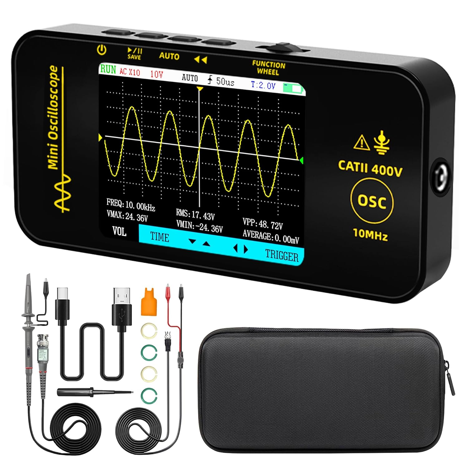 OT3 Handheld Digital Oscilloscope Pocket Mini 10Mhz Bandwidth 48Msa/S Sampling P